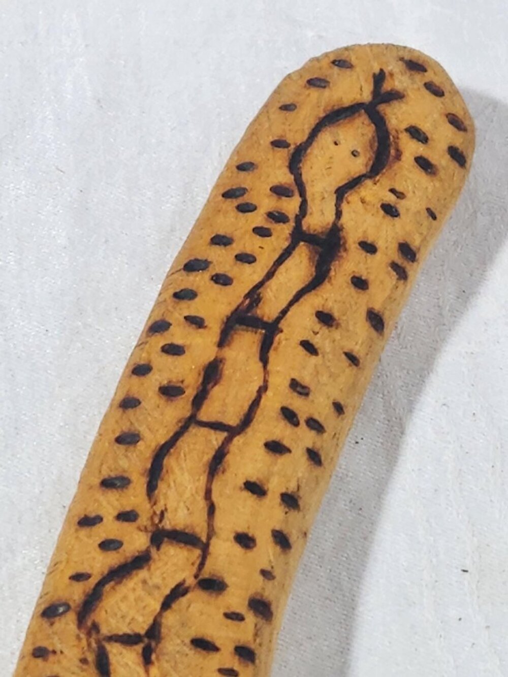 Vintage Decorative Boomerang Hand Burned Lizard Design Aboriginal Style